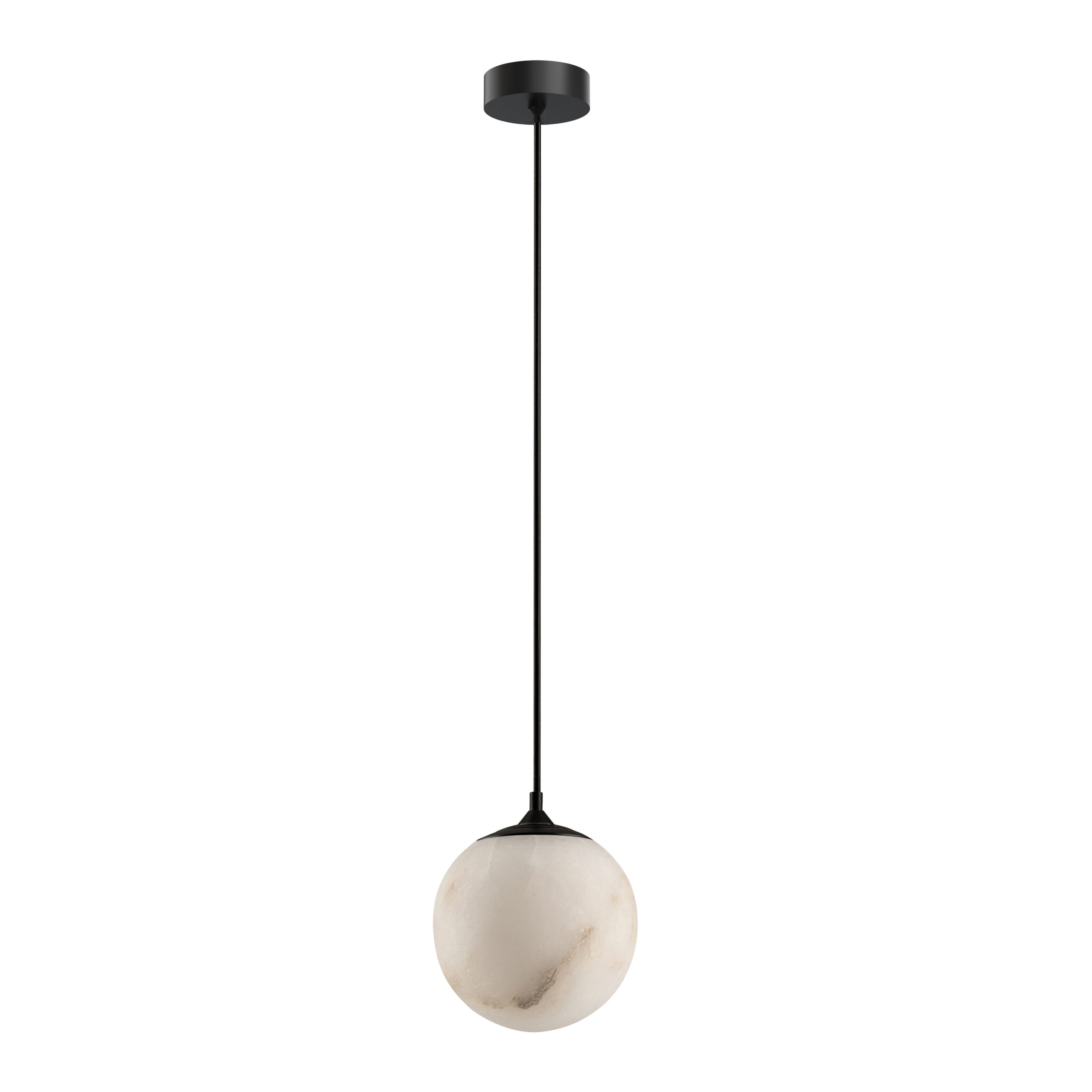 Sol Pendant - a round alabaster pendant with black detailing, from the Calibo catalogue