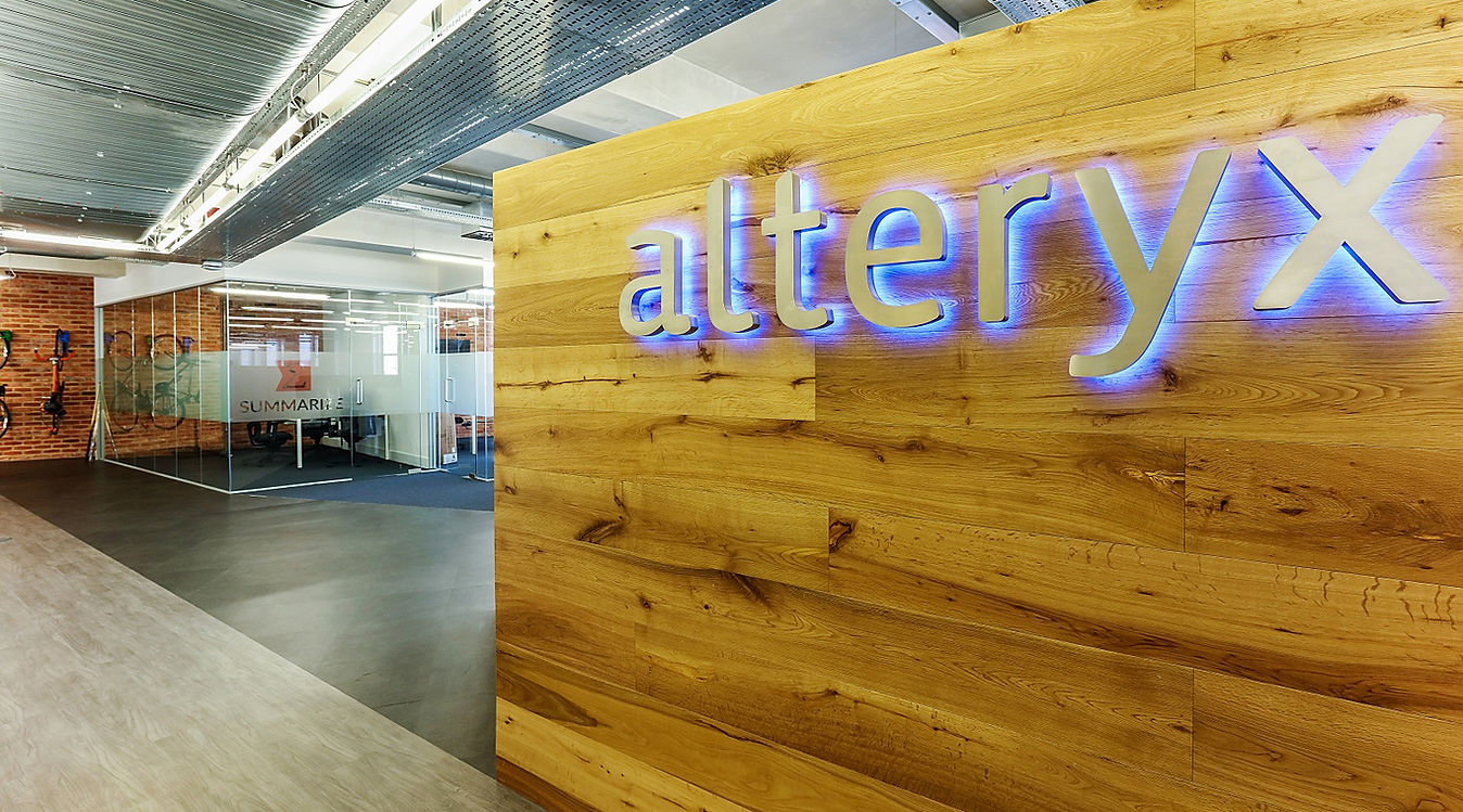 Alteryx workplace with illuminated brand feature