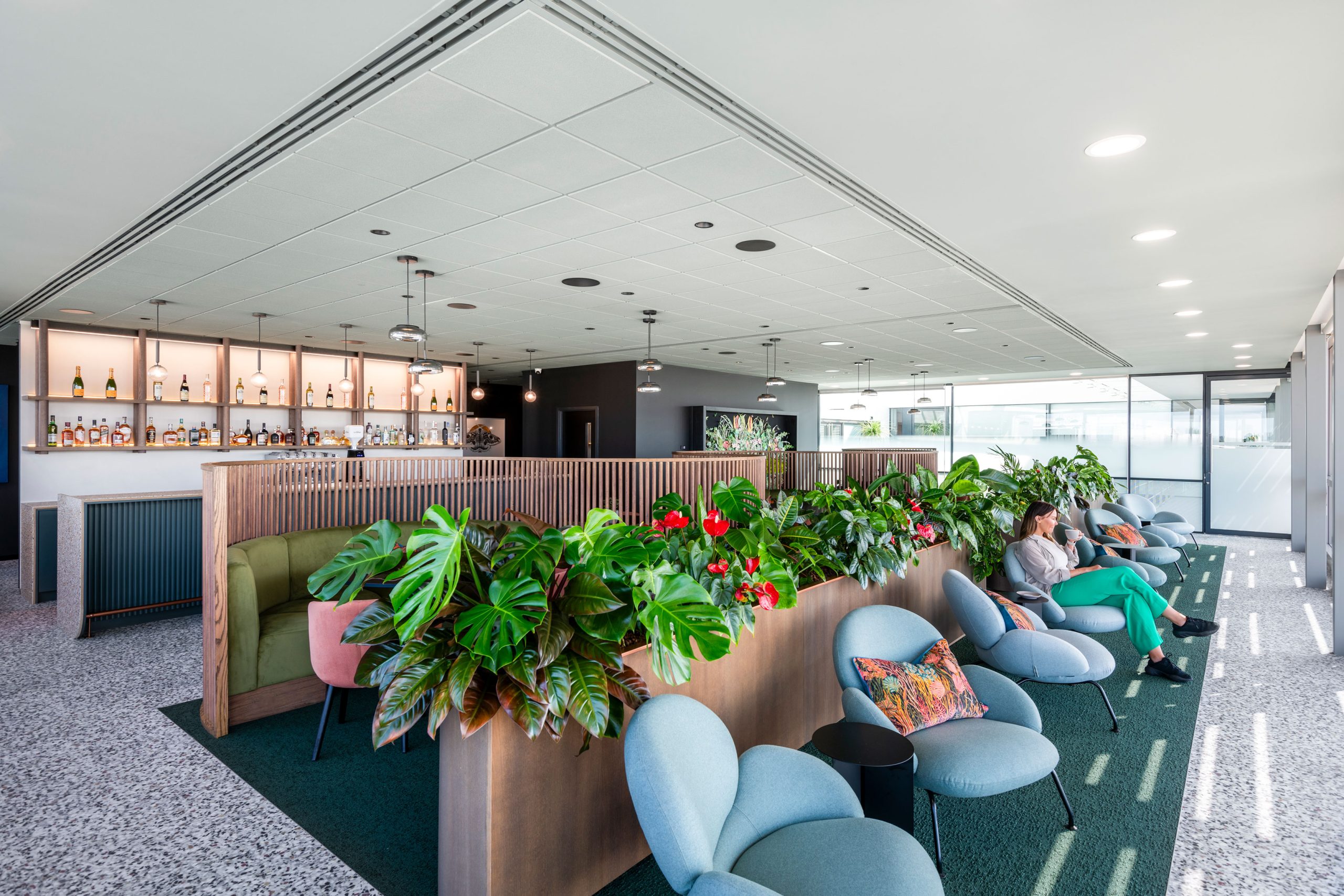 Diamond Air lounge with layered decorative lighting