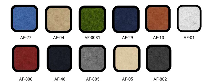Acoustic felt colour codes
