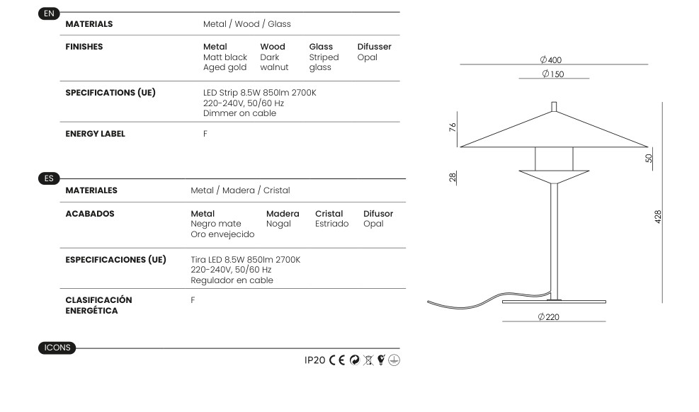 Darora specifications and dimensions