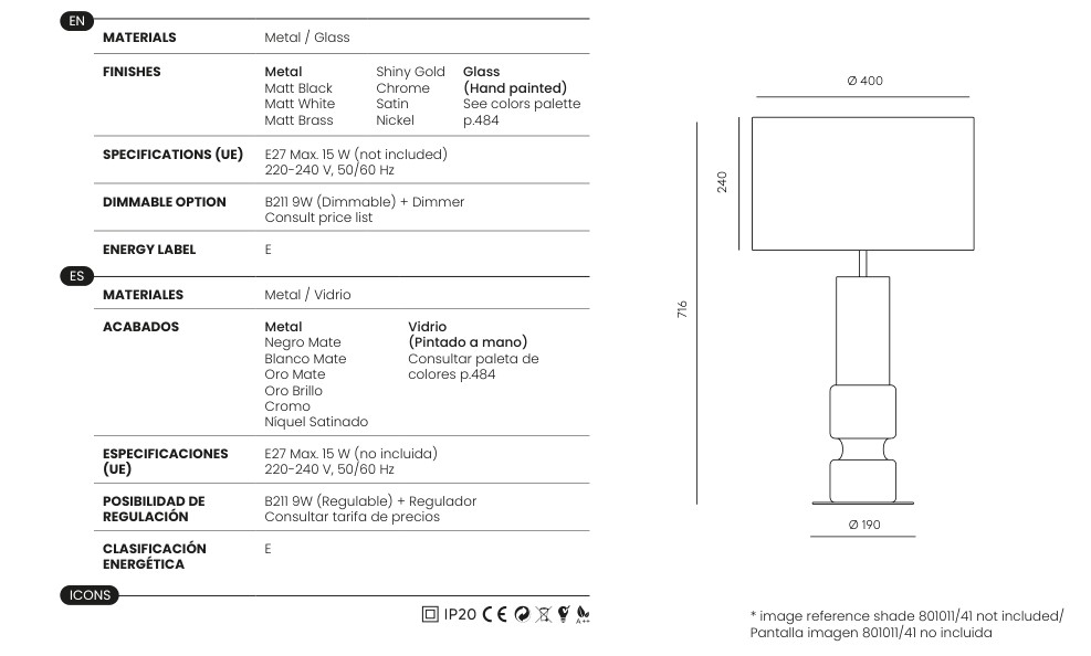 Isina specifications and dimensions