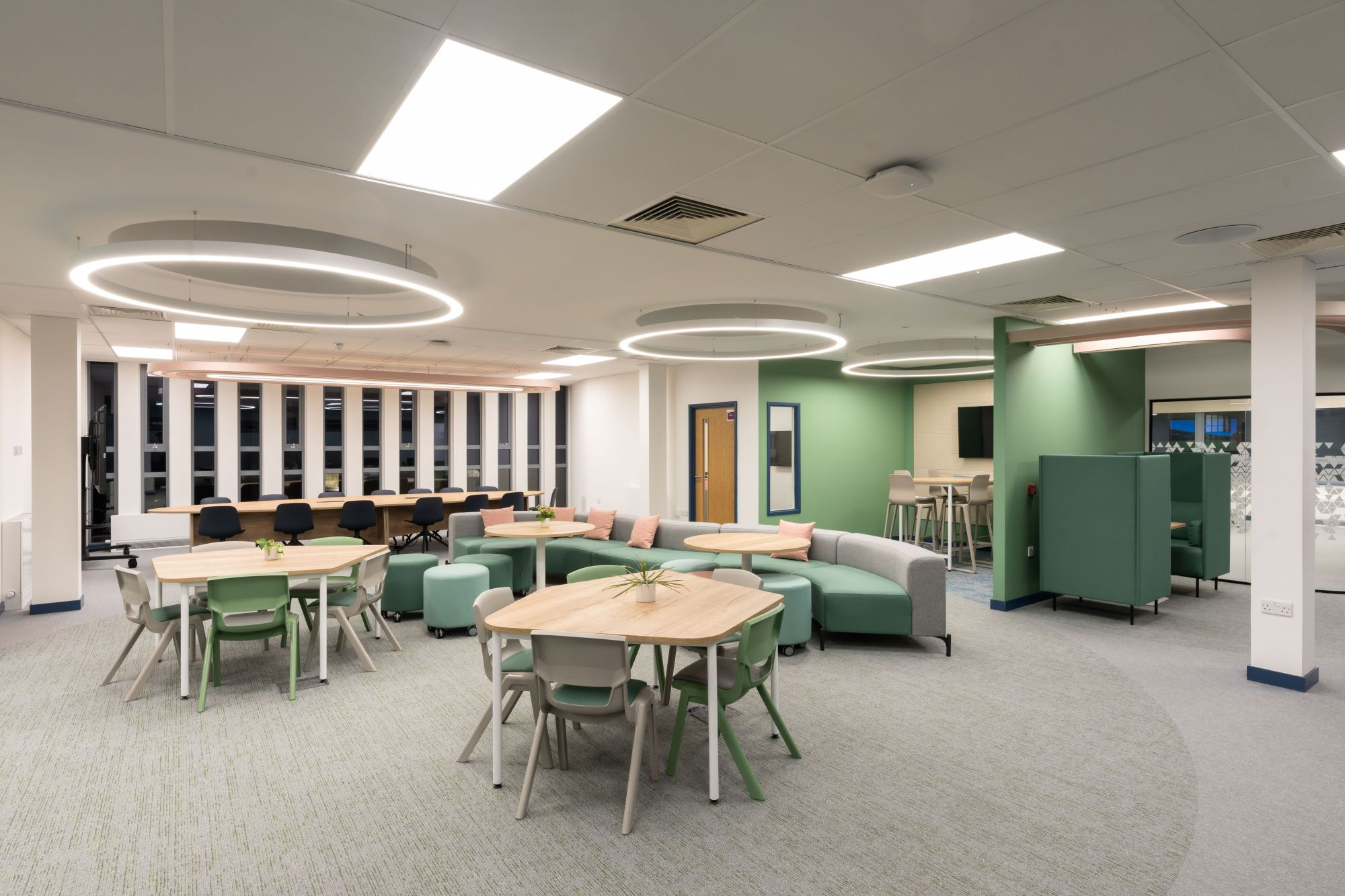 George Watson’s College learning hub with illuminated rings